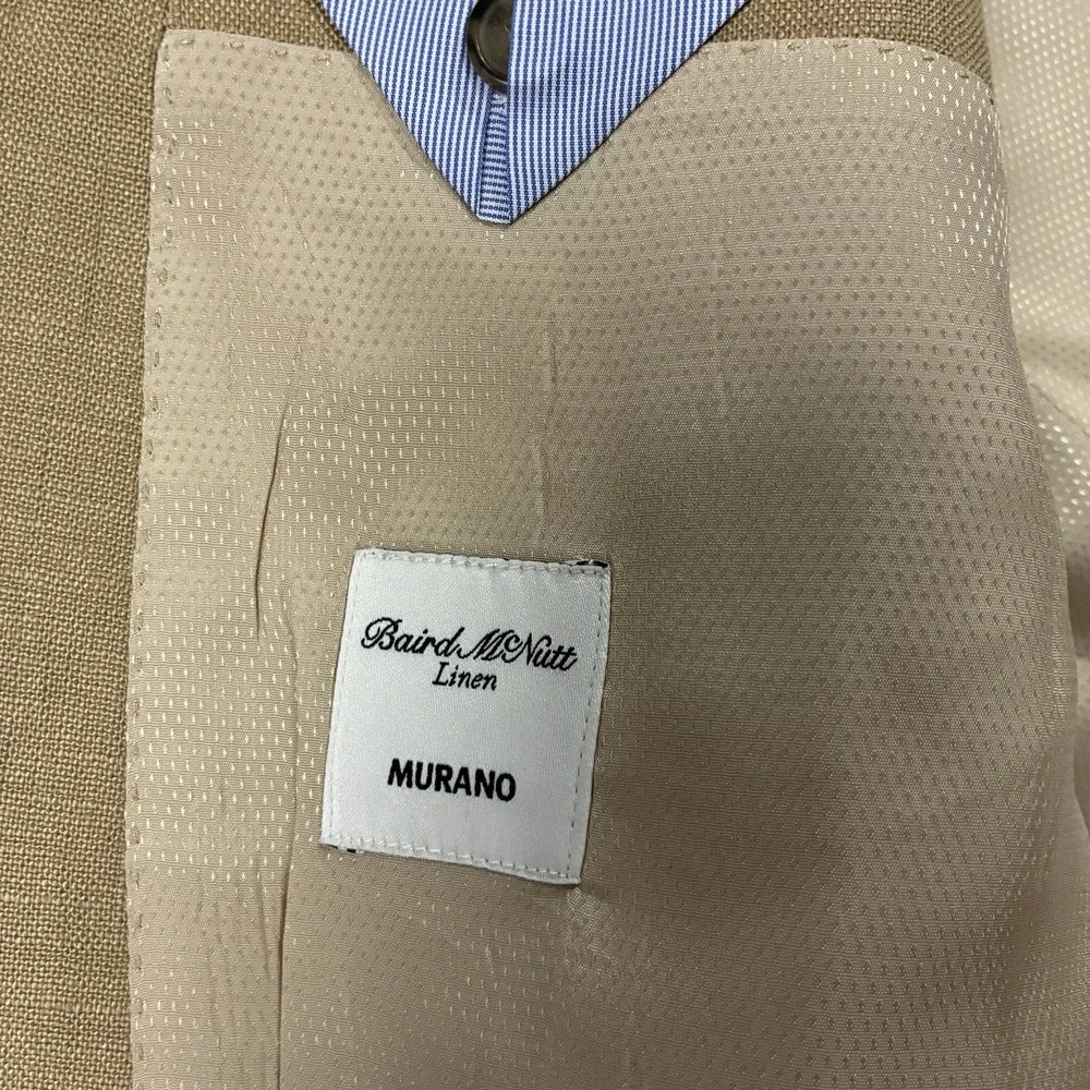 Murano Baird McNutt Linen Blazer Single Breasted Tan Mens XL Quiet Luxury Resort